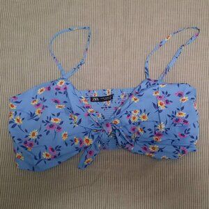 Blue floral crop top
